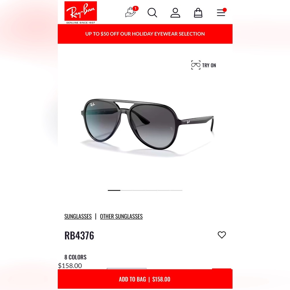 Ray-Ban Aviator “pilot” sunglasses RB4376